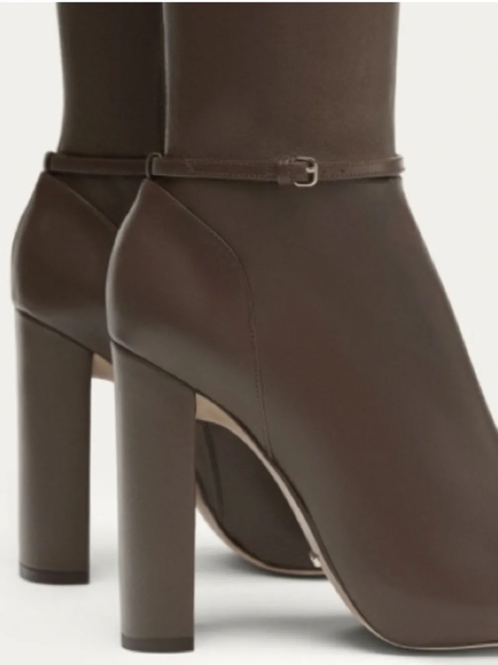 MASSIMO DUTTI OTK Stretch Leather High Heel Boots In Brown 🤎